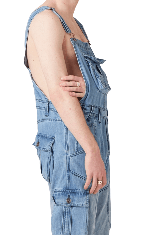 Mens Denim Jumpsuit Stonewash Blue Dungarees Bib Pants Overalls Bib And Brace Coveralls Jeans Trousers - Georgio Peviani
