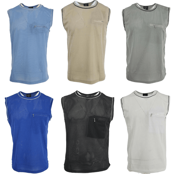 Mens Mesh Fishnet Vest Top Combat See Through Tank Men Military Fashion Urban Tee Tops TShirt Casual Summer Gym Wear Shirt - Georgio Peviani
