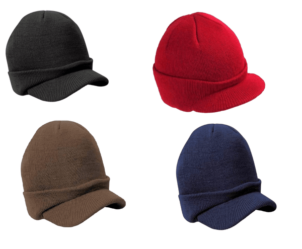 Unisex Esco Peaked Army Beanie Hat Warm Wooly Winter Mens/Ladies Cadet Ski Cap One Size - Georgio Peviani