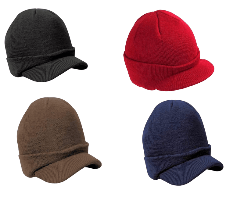 Unisex Esco Peaked Army Beanie Hat Warm Wooly Winter Mens/Ladies Cadet Ski Cap One Size - Georgio Peviani