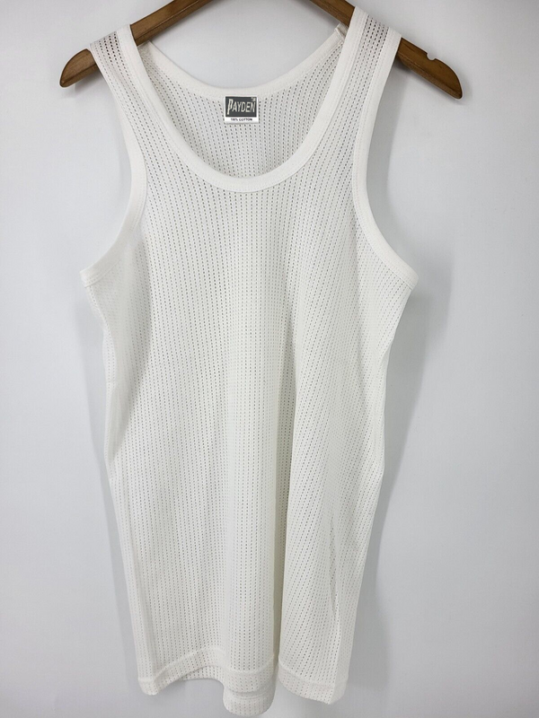 Mens Payden Vest Top Shirt Premium 100% Cotton Mesh Fishnet String Summer Airtex V Neck Tops Shirts