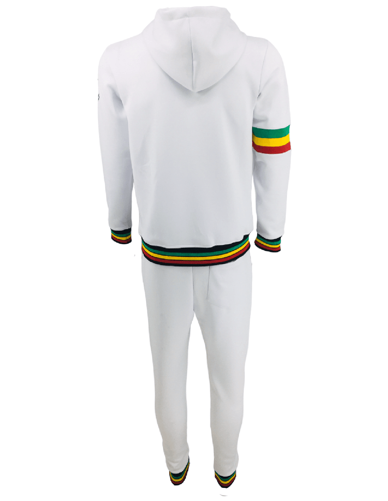 Mens Tracksuit 2 Piece Zipper Rasta White Men's Matching Sweatshirts Sweatpants Athletic Hoodie & Joggers Zip Pants Bottoms Track Suit - Georgio Peviani