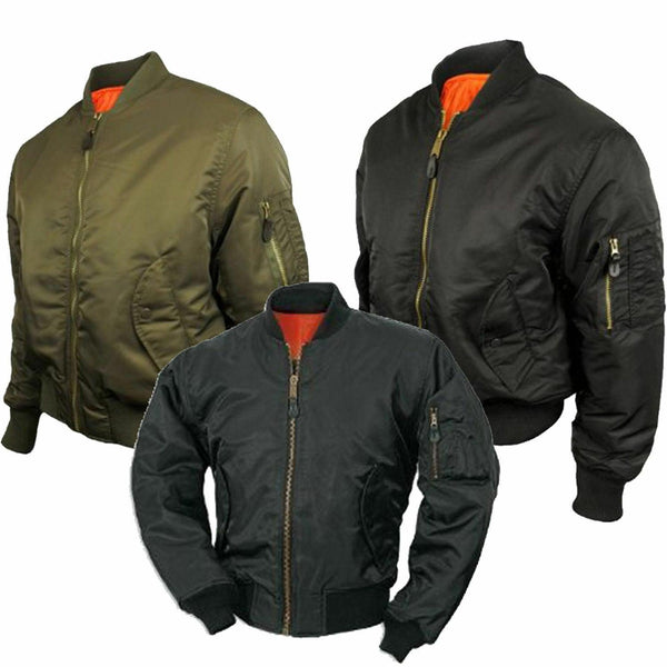 Mens Bomber Jacket Ma1 Army Pilot Biker Military Security Padded Harrington Coat Vintage Jackets Coats - Georgio Peviani