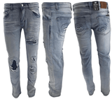 Men's Ripped Jeans Light Blue Men Peviani Carrot Fit Jean Designer Slim Patchwork Biker Denim Trouser Jeans Pants - Georgio Peviani