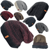 Mens Ladies Knitted Woolly Winter Slouch Beanie Hat Cap One Size Skateboard Warm Hats - Georgio Peviani