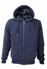 Mens Thick Soft Fur Fleece Heavy Duty Work Hoodie Winter Black Sweatshirt Men Fur Full Zip Up Sweatshirts - Georgio Peviani