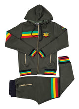Mens Rasta Tracksuit 2 Piece Zipper Multicolour Men's Matching Sweatshirts Sweatpants Athletic Hoodie & Joggers Zip Pants Bottoms Track Suit (Rasta Lion)