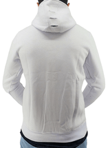 Mens Hooded Jacket Sweatshirts Men's Long Line Hip Hop Zip Up Frayed Pullover Coat Top - Georgio Peviani