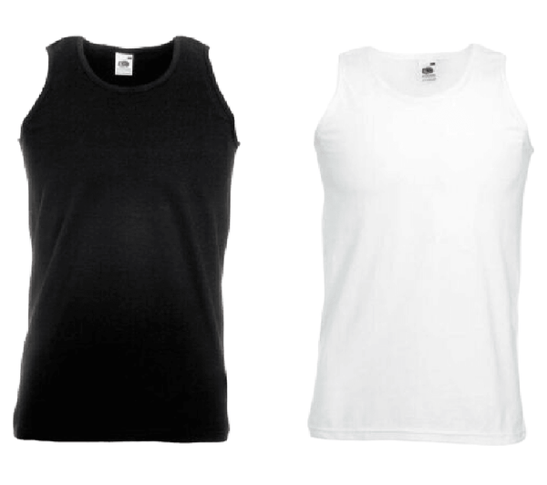 Mens Vests Top Plain Tank Fruit Of The Loom Athletic Gym Training T Shirt Vest Casual Wear Shirt - Georgio Peviani