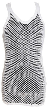 Mens String Mesh Vest 100% Cotton Mesh Fish Net Fitted String Vest Size-M To XL - Georgio Peviani