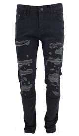 Peviani Biker Slim Fit Jeans-Black - Georgio Peviani