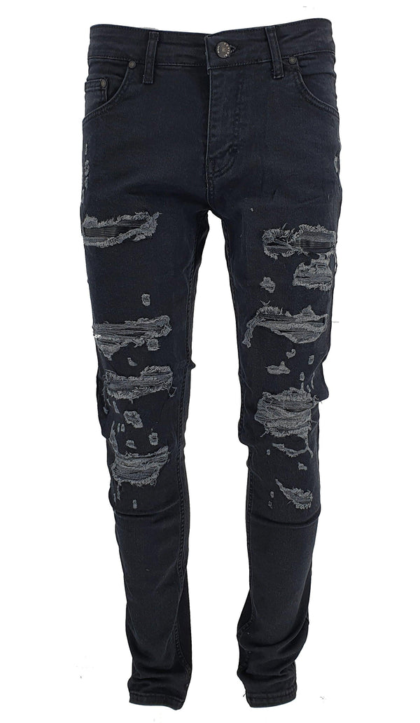 Peviani Biker Slim Fit Jeans-Black - Georgio Peviani