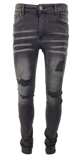 PATCHWORK PAINT SPLATTER DISTRESSED JEANS - Georgio Peviani