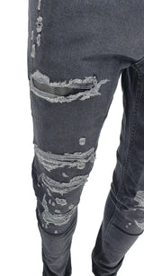 Peviani Biker Slim Fit Jeans-Black - Georgio Peviani