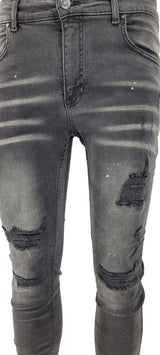 PATCHWORK PAINT SPLATTER DISTRESSED JEANS - Georgio Peviani