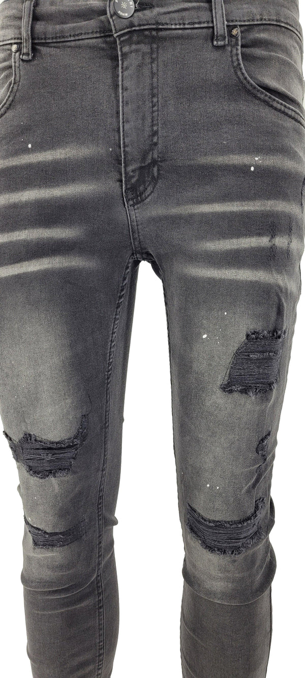 PATCHWORK PAINT SPLATTER DISTRESSED JEANS - Georgio Peviani