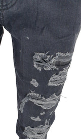 Peviani Biker Slim Fit Jeans-Black - Georgio Peviani