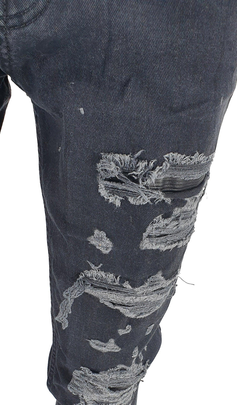 Peviani Biker Slim Fit Jeans-Black - Georgio Peviani