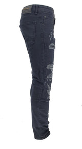 Peviani Biker Slim Fit Jeans-Black - Georgio Peviani