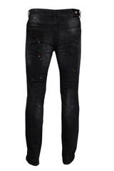 PATCHWORK PAINT SPLATTER JEANS - BLACK - Georgio Peviani