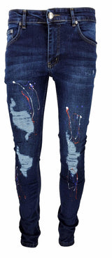 GP PATCHWORK PAINT SPLATTER JEANS -BLUE - Georgio Peviani