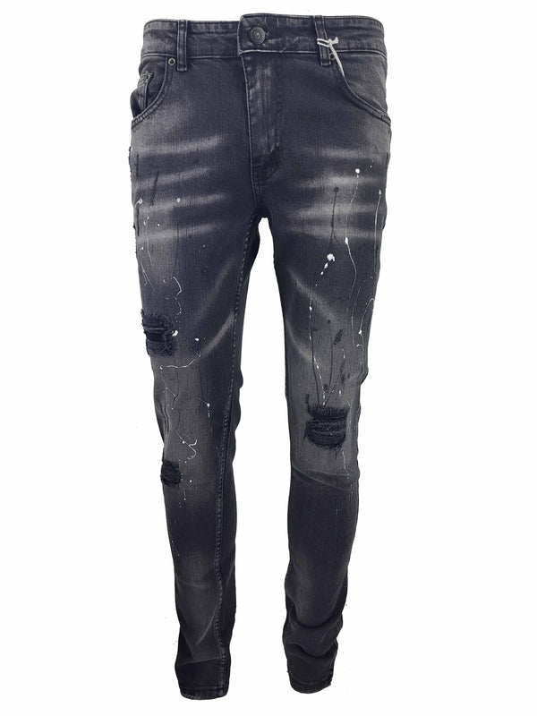 Black-235 slim fit paint splatter jean - Georgio Peviani