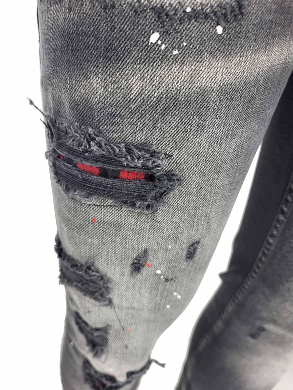 Black-237 slim fit paint splatter jean - Georgio Peviani