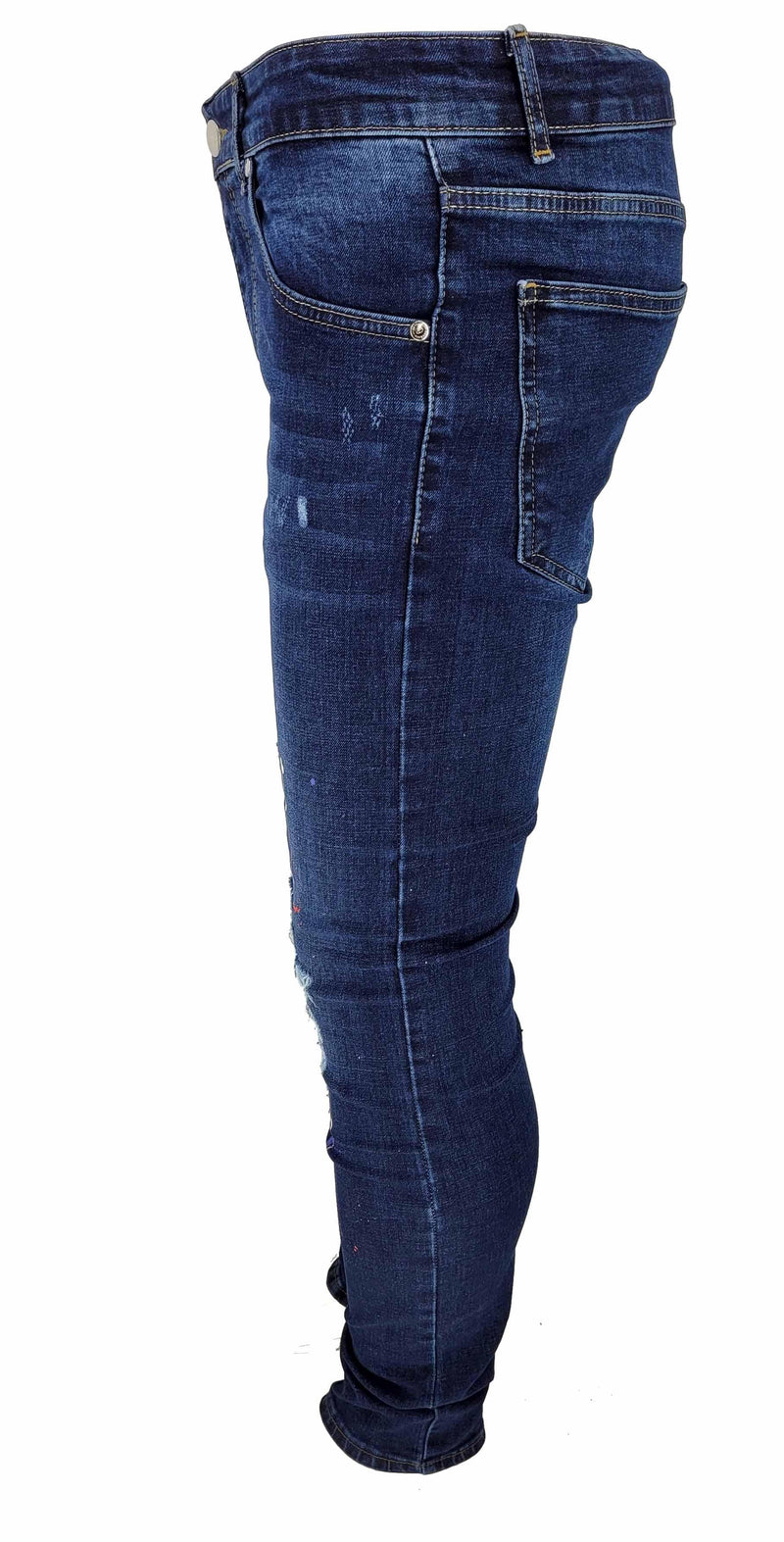 GP PATCHWORK PAINT SPLATTER JEANS -BLUE - Georgio Peviani