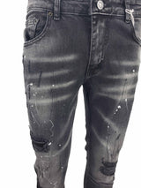 Black-235 slim fit paint splatter jean - Georgio Peviani