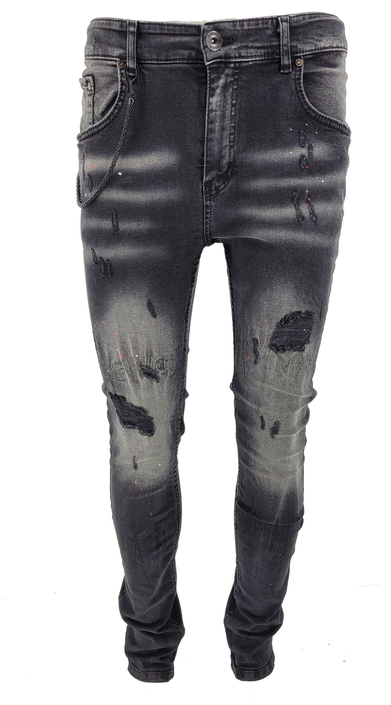PATCHWORK PAINT SPLATTER DISTRESSED JEANS - Georgio Peviani