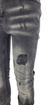 PATCHWORK PAINT SPLATTER DISTRESSED JEANS - Georgio Peviani