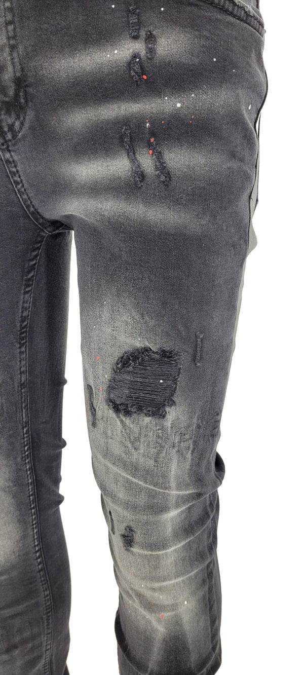 PATCHWORK PAINT SPLATTER DISTRESSED JEANS - Georgio Peviani