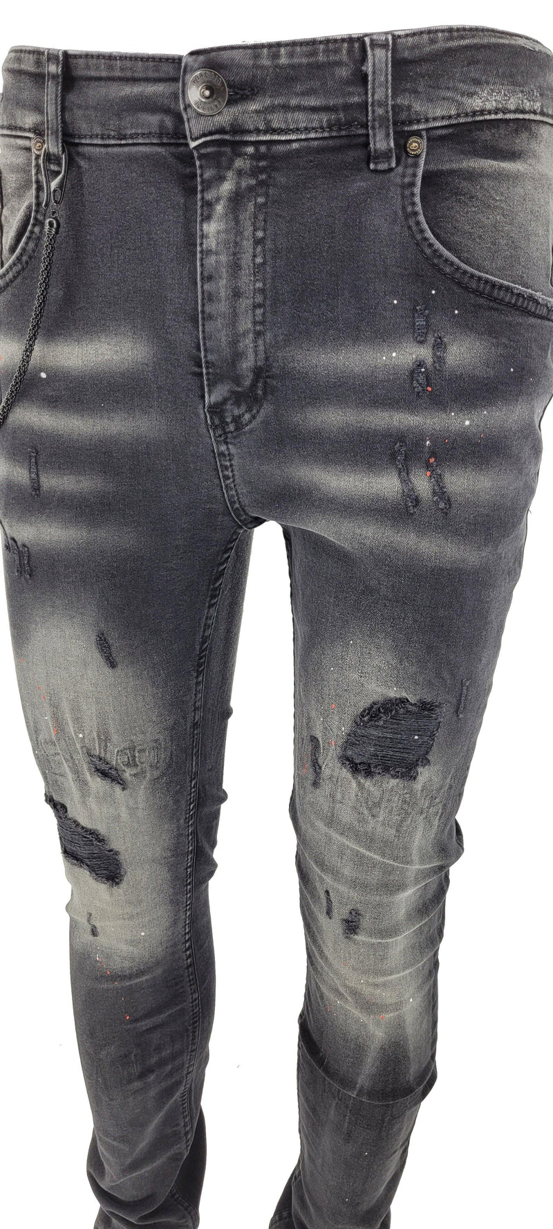 PATCHWORK PAINT SPLATTER DISTRESSED JEANS - Georgio Peviani