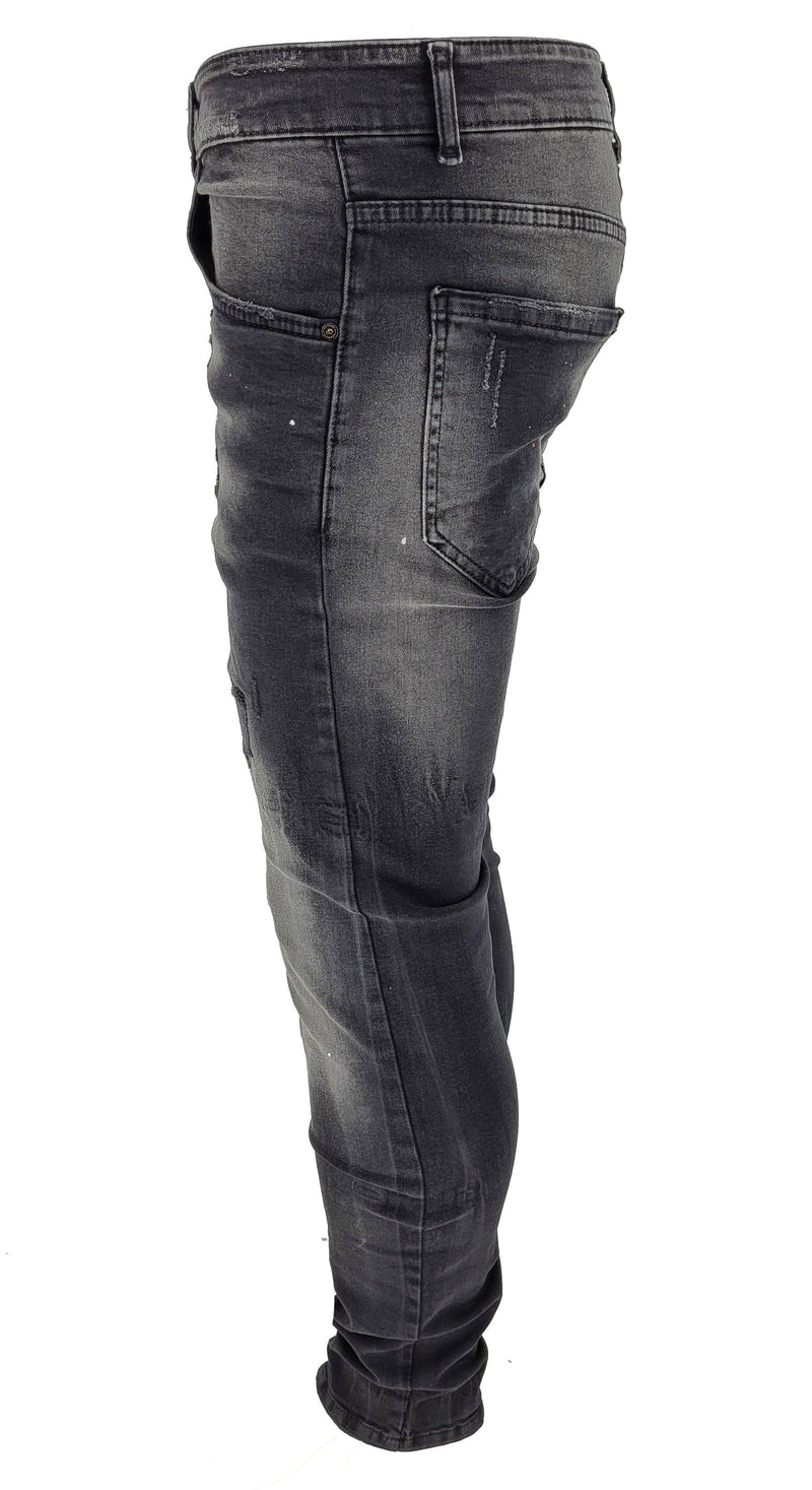 PATCHWORK PAINT SPLATTER DISTRESSED JEANS - Georgio Peviani