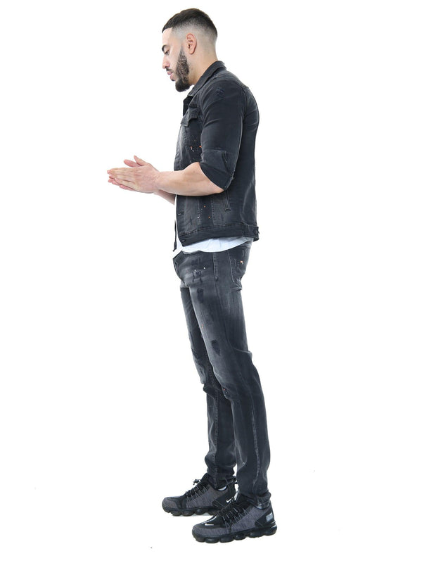 GP Grey PAINT SPLATTER JEANS - Georgio Peviani