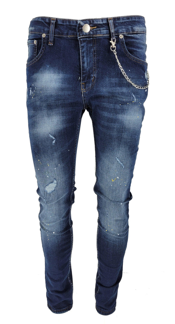 PAINT SPLATTER JEANS-BLUE - Georgio Peviani