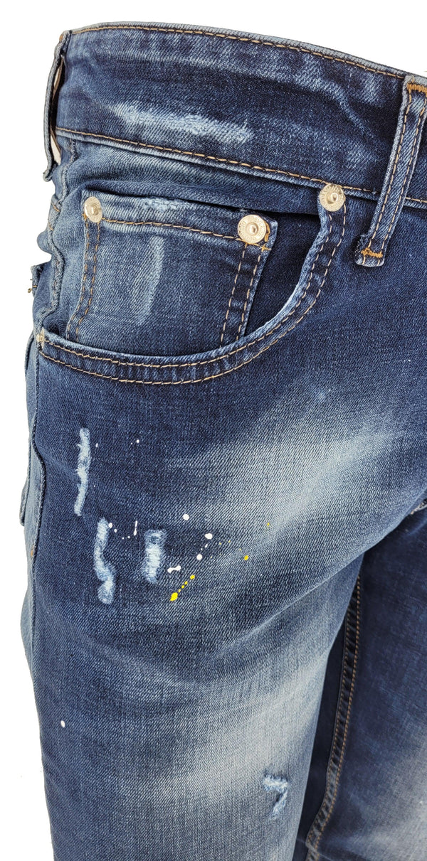 PAINT SPLATTER JEANS-BLUE - Georgio Peviani