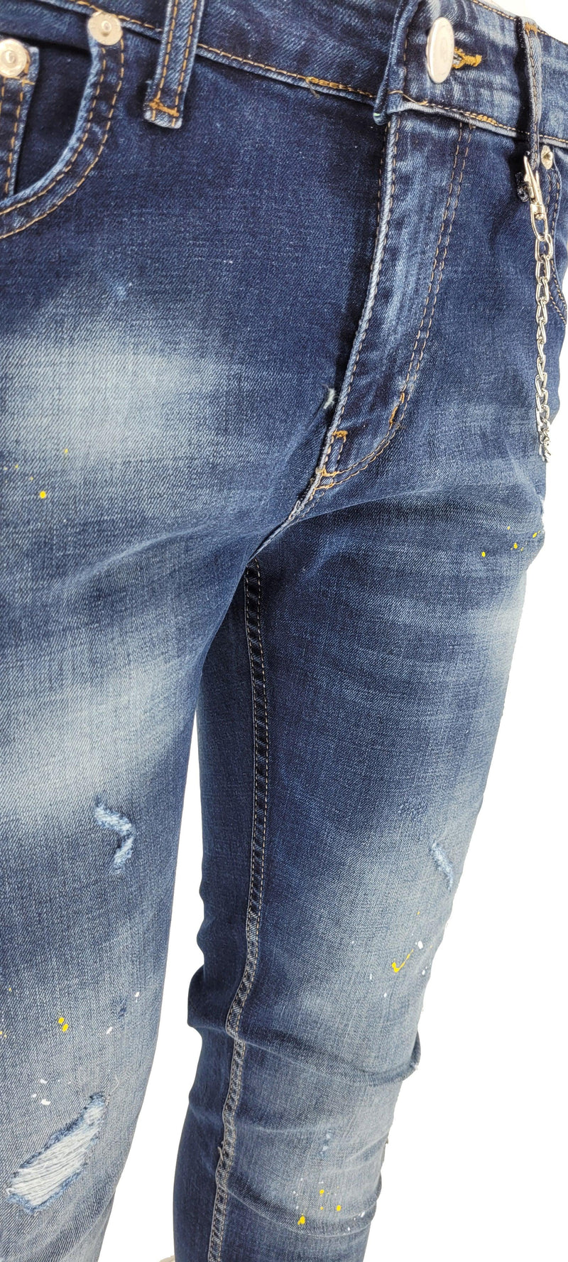PAINT SPLATTER JEANS-BLUE - Georgio Peviani