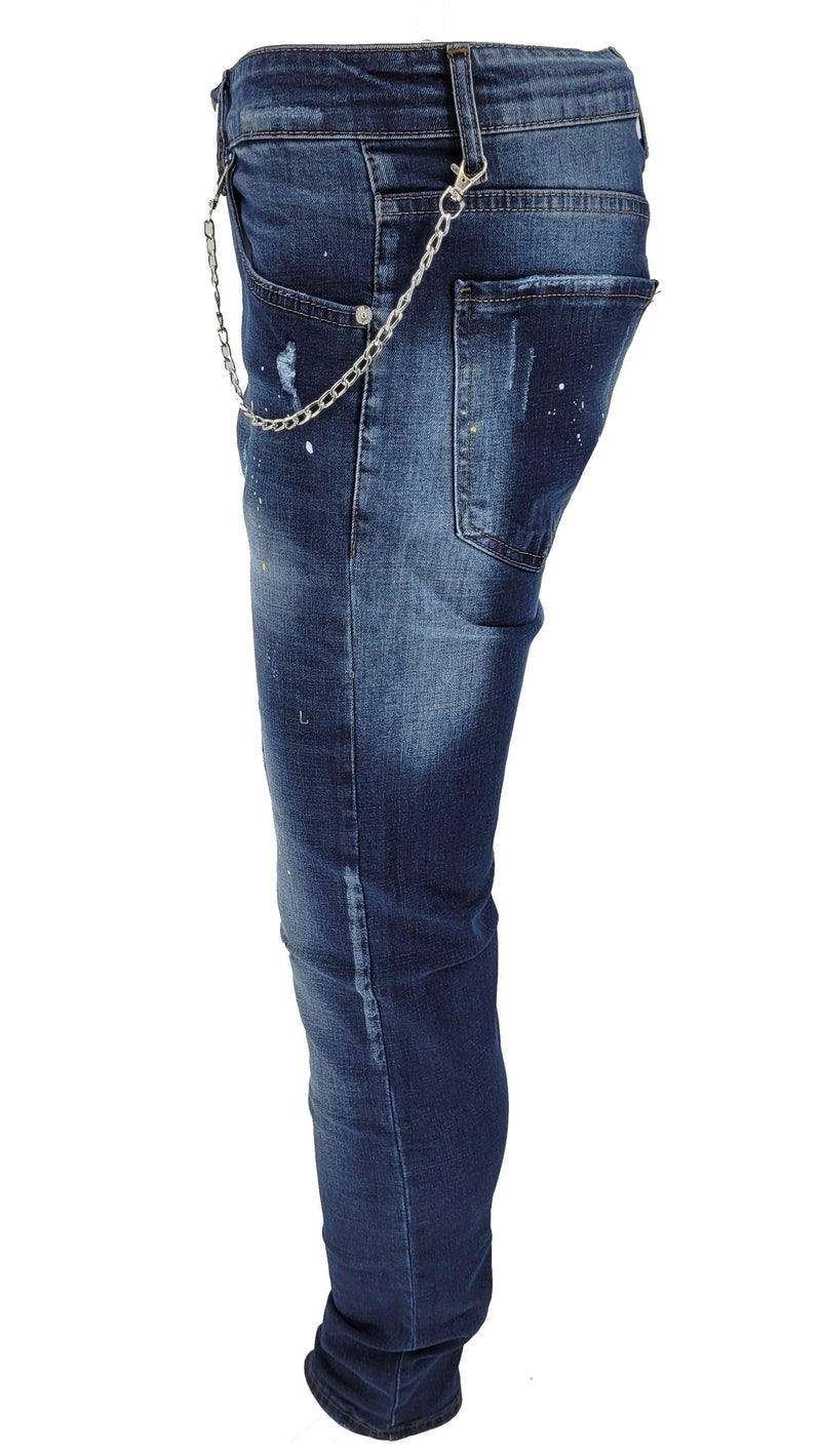 PAINT SPLATTER JEANS-BLUE - Georgio Peviani
