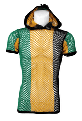 Mens String Mesh T-Shirt 100% Cotton String Mesh Fishnet Men Short Sleeve With Hood Top Shirt Tee Casual Gym Wear - Georgio Peviani