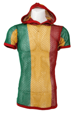 Mens String Mesh T-Shirt 100% Cotton String Mesh Fishnet Men Short Sleeve With Hood Top Shirt Tee Casual Gym Wear - Georgio Peviani