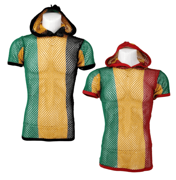 Mens String Mesh T-Shirt 100% Cotton String Mesh Fishnet Men Short Sleeve With Hood Top Shirt Tee Casual Gym Wear - Georgio Peviani