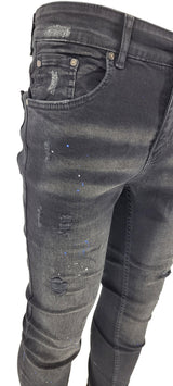 BLACK PAINT SPLATTER JEANS - Georgio Peviani