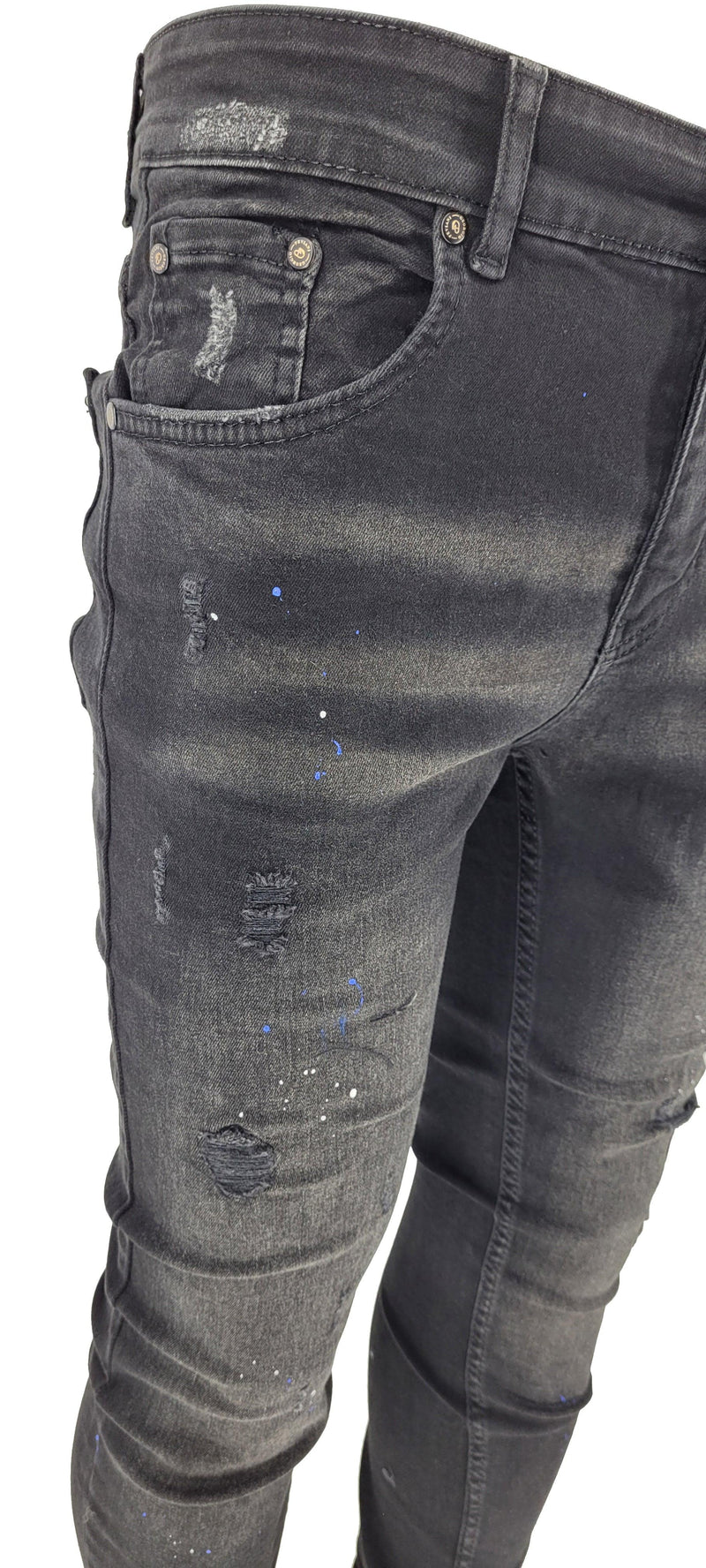 BLACK PAINT SPLATTER JEANS - Georgio Peviani