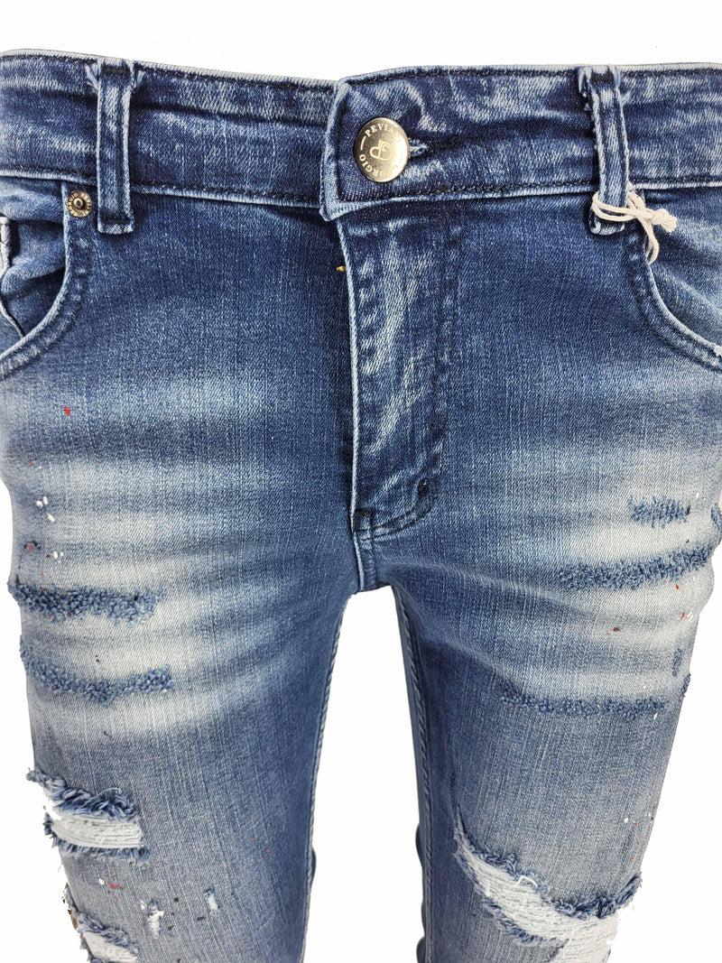 Blue-237 slim fit paint splatter jean - Georgio Peviani