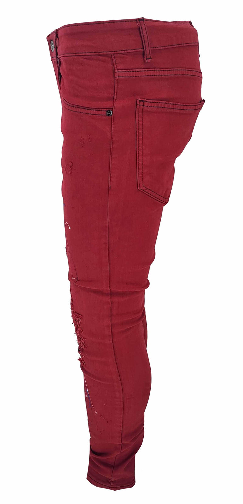 GP PATCHWORK PAINT SPLATTER JEANS -RED - Georgio Peviani